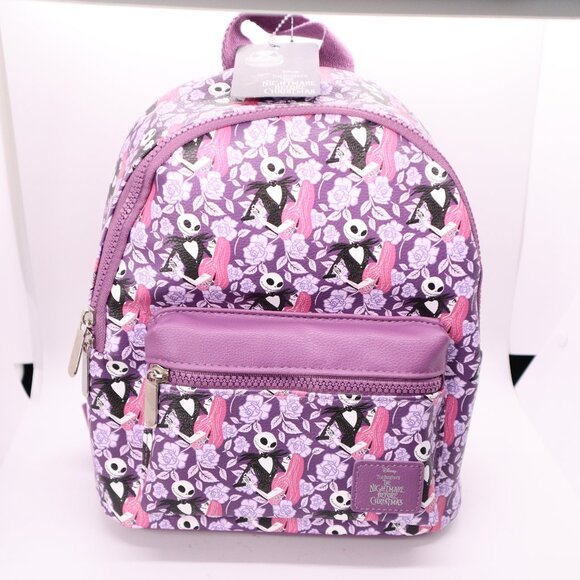 Disney Bioworld Purple Backpack Nightmare Before Christmas Adjustable Strap nwt - Picture 1 of 12